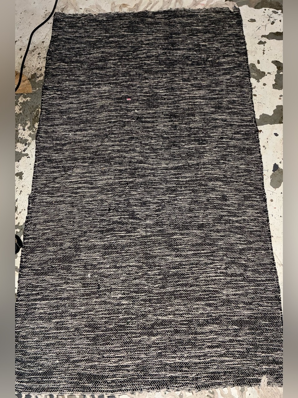 Black and White Textured Runner Rug